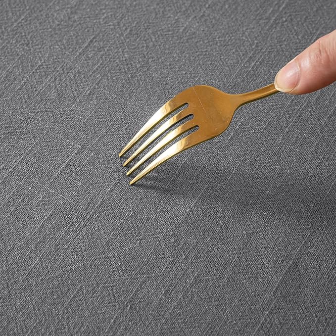 MIULEE Linen Cotton Blend Tablecloth Rectangle, Luxury Waterproof Stain Resistant Durable Farmhouse Oblong Table Cloth for Dining Party Christmas Weddings Birthday, 52 x 70 inch, Light Grey