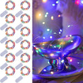 WATERGLIDE 12 Pack Colorful Fairy Lights Battery Operated (Included), 7 ft 20 LED Mini String Lights, Waterproof Silver Wire Firefly Starry Light for DIY Wedding Christmas Party Mason Jars Decor