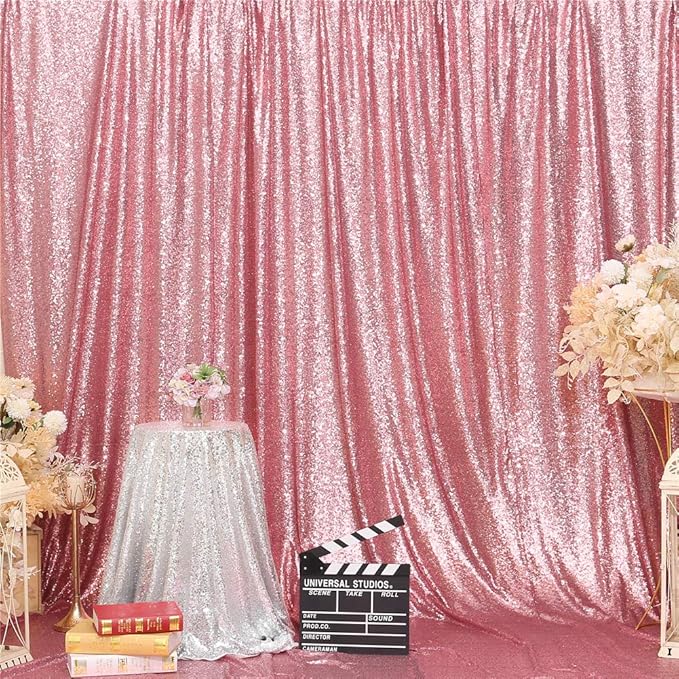 Eternal Beauty Fuchsia Pink Sequin Backdrop, 5x7 Ft Glitter Background Curtains for Shimmer Photography Party Wedding Birthday Back Drop Decor