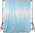 ShinyBeauty Sparkle Sequin Backdrop 4FTx7FT - Iridescent Aqua Mermaid Fabric for Wedding Birthday TikTok Studio, Baby Shower Photography Background