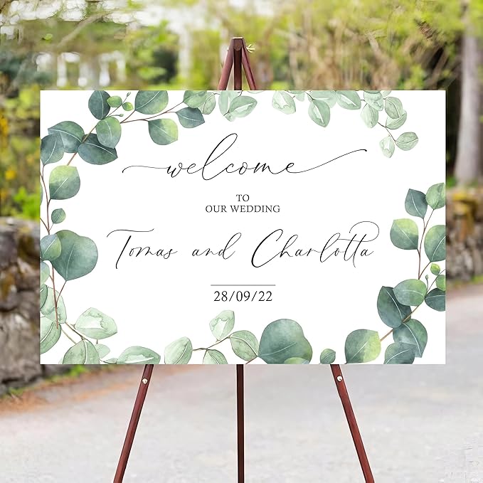 Editable Wedding Welcome Sign, Welcome Sign, Watercolor, Floral, Eucalyptus Wedding Sign
