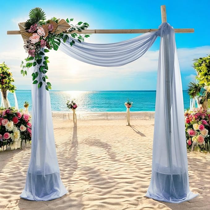 MDS Halloween Chiffon Draping Fabric - 1 Panel, 30" Wide x 30ft Long - Sheer Spooky Arbor & Canopy Drapery for Haunted House Backdrops, Party Ceilings, DIY Costumes & Themed Events - Dusty Blue