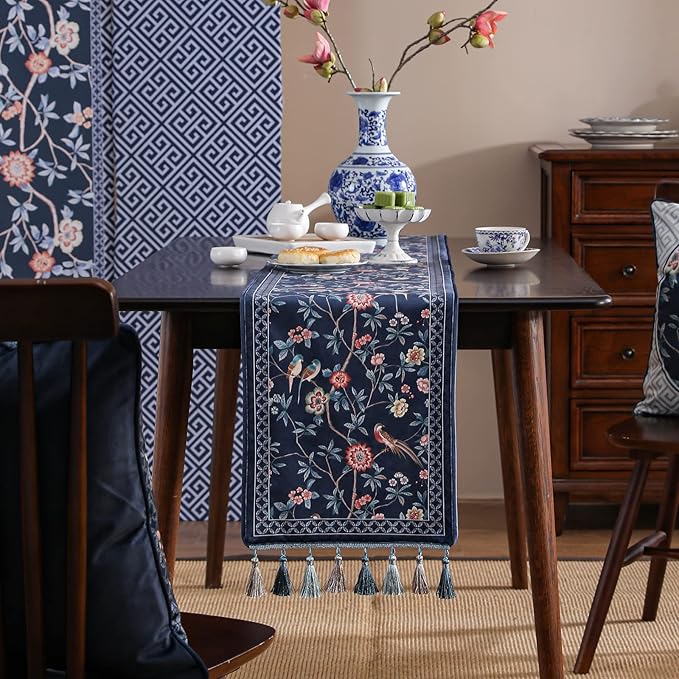 Velvet French Table Runner Farmhouse for Home Kitchen Dining Decor Parties Family Dinners Wedding 12"*118"
