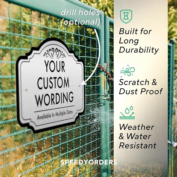 Custom Decorative Outdoor Signs, Personalized Aluminum, Customized Driveway Sign, Waterproof, Made in USA, Metallic Silver 30x24 In