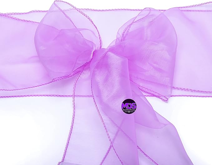 MDS Pack of 150 PCS Organza Chair Sashes Wider Dining Chair Bows Ribbon Tie Back for Wedding Party Birthday Bridal Shower Reception Event Banquet Home Chair Cover Decoration - Light Purple