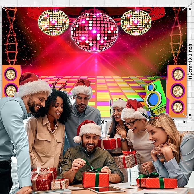 Dance Party Backdrop Retro 80s 90s Theme Stage Dance Ball Music Birthday Party Decoration DJ Photography Background 6 x 4 ft for Baby Shower Picture Photo Shoot Polyester Fabric, Green