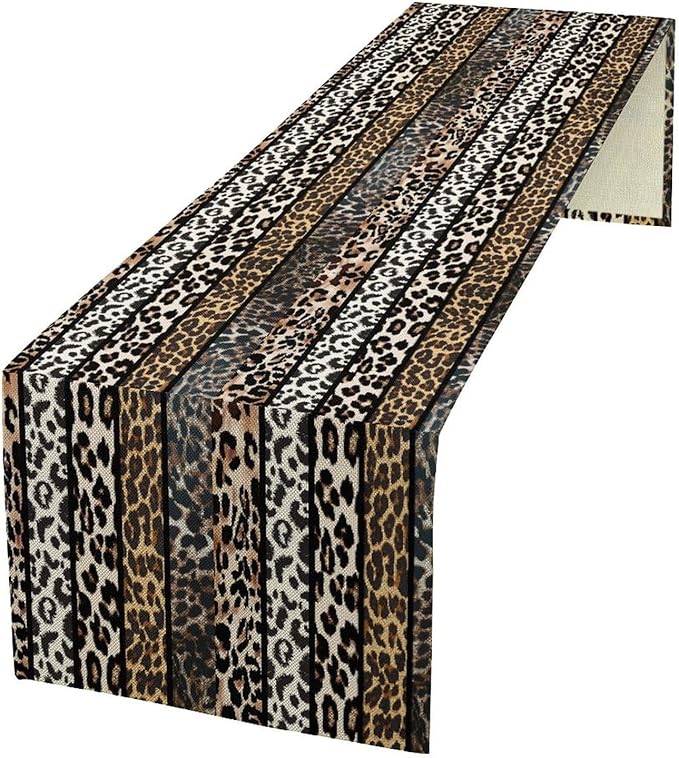 Cow Patchwork Print Table Runner, Country Farm Animal Fur Skin Farm Safari Wildlife Pattern Table Runner for Dinner Dinning Home Kitchen Living Room Party Holidays Setting, 13x108 Inch