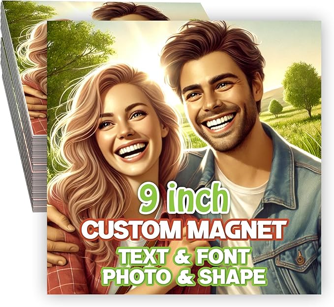 KETABAO – 9" Square Photo Magnets for Refrigerators, Cars and Offices – Customizable Magnetic Decor