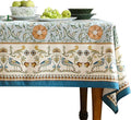 patdrea Designer French Linen Blue Tablecloth for Rectangle Table,Vintage Floral Table Cloth,Colorful Decoration Fall Cover Kitchen Dining for Thanksgiving,Tea Party,Christmas,55"x87"-Wensel