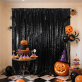 Poise3EHome Black Sequin Backdrop (6Ft x 6Ft),Thick Satin Black Sequin Photo Backdrop Curtain,Sparkly Opaque Photography Curtain Sequence Xmas Thanksgiving Backdrop for Wedding Party Decor