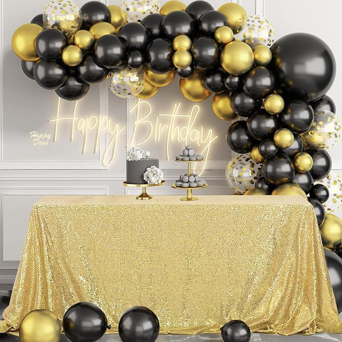 OQSQ Gold Sequin Tablecloth - 60x102 inch, Glitter Tablecloth, Sparkle Sequence Table Cover for Wedding,Birthday Party,Bridal Shower Decorations