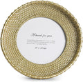 Cuspin Round Picture Frame 4x4 Vintage Gold Frames, Rattan Textured Hand-Crafted Photo Frame with Glass Front, Antique Picture Frame for Tabletop Display & Wall Display, Retro Design Home Decor