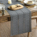 Artoid Mode Dark Grey Farmhouse Woven Rustic Hollow Table Runner, Seasonal Holiday Hollow Kitchen Dining Table Decoration for Home Party Decor 12x108 Inch