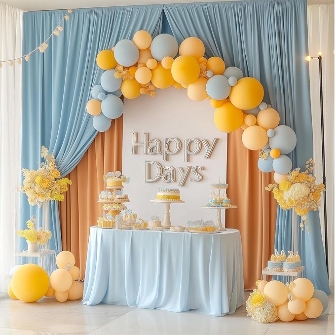 Metal Arch Backdrop Stand and Cover Set, 7.2FT, 6FT Party Backdrop, Easy to Assemble, Backdrop Stand for Parties, Birthday, Baby Shower
