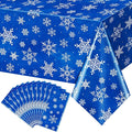 Jectivs 12 Pieces Christmas Snowflake Plastic Party Tablecloth Decorations,White Snowflake Blue Xmas Backdrop Sign Table Cover Banner for Winter Christmas Holiday Party Supplies,54x108 inch (Blue)
