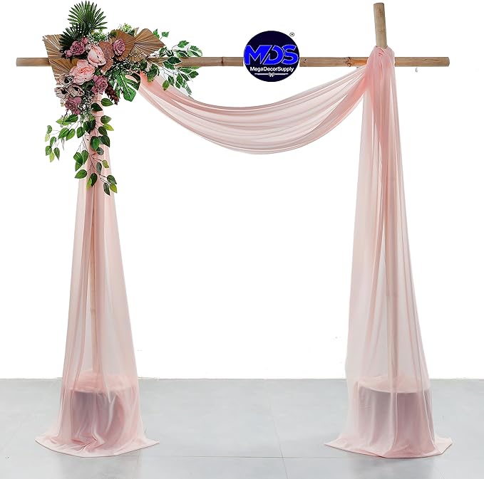 MDS Halloween Chiffon Draping Fabric - 2 Panel, 30" Wide x 100ft Long - Sheer Spooky Arbor & Canopy Drapery for Haunted House Backdrops, Party Ceilings, DIY Costumes & Themed Events - Dusty Rose