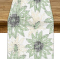 Chrysanthemum Vintage Floral Table Runner, Elegant Yellow Sunflower Spring Summer Elegant Pattern Artichokes Flower Table Runner for Party Kitchen Dining Living Room Decor, 13x60 Inch