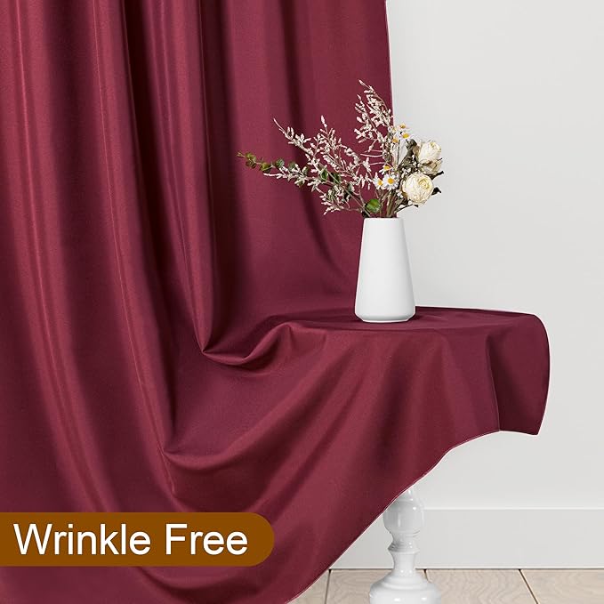 DWCN 10x7 FT Burgundy Backdrop Curtains for Parties, Photography Backdrop Drapes with Rod Pockets for Wedding Decorations Stage Birthday Family Gatherings, 2 Panels 5ft x 7ft
