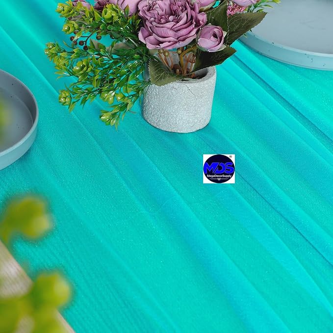 MDS Halloween Chiffon Table Runner - 20 Pack, 29 x 170 Inches, 14ft Each - Sheer Spooky Table Runners for Haunted House Parties, Trick-or-Treat Tables, Witchy Décor, Wedding & Events - Peacock Blue