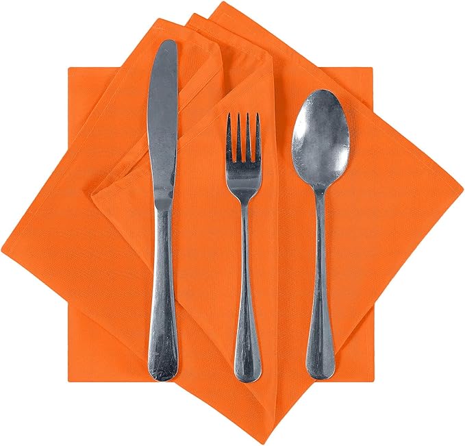 Cupuamon Cloth Napkins 17x17 inch Washable Polyester Dinner Napkins Soft Table Napkins for Wedding Party Dining Banquet(Orange,12PCS)