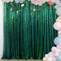 ShinyBeauty Iridescent Green Sequin Backdrop 20x10FT Glitter Fabric Photograph Sequins Green Blue Shimmer Wall Studio Background