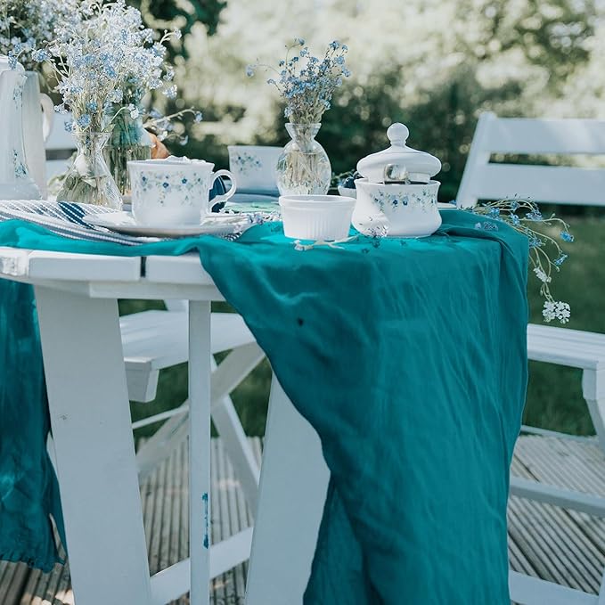 12 Pack Cheesecloth Table Runner, Runner Gauze Boho Wedding Decor Romantic Table Runner for Wedding Birthday Party(35" x 118")(Peacock Blue)