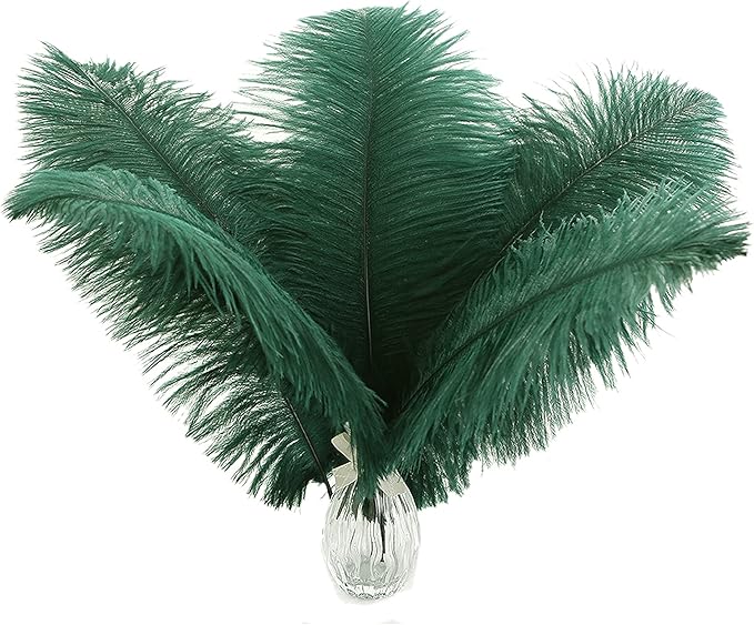 Ballinger Green Long Ostrich Feathers - 12Pcs 14-16inch Large Feathers for Tall Vase,Wedding Party Centerpieces and Holiday Home Decor