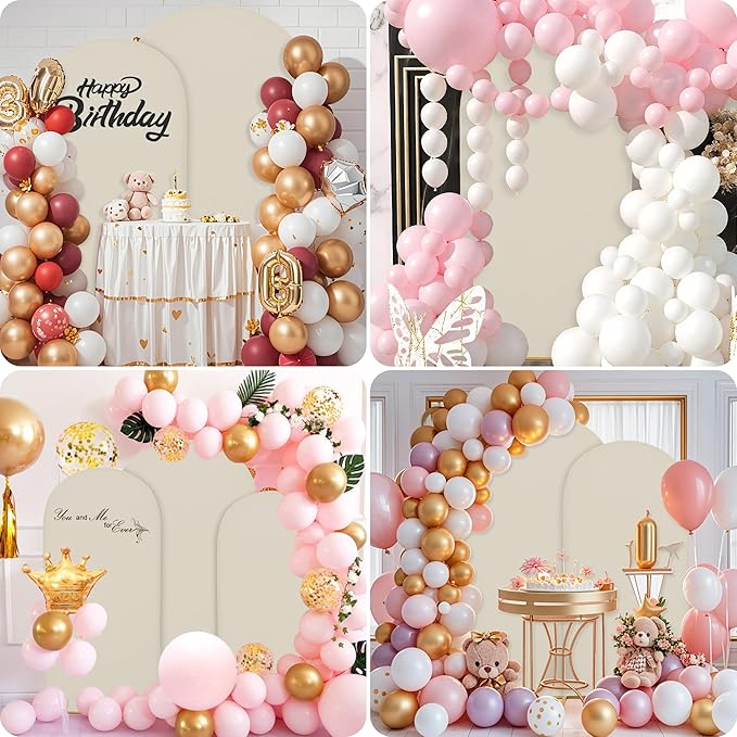 7.2FT Wedding Arch Covers Arch Backdrop Cover Arch Stand Covers Set Arch Cover Spandex Fabric Stretchy Backdrop for Wedding Birthday Party Decoration Baby Shower (Off-White)