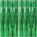 2 Pack Foil Curtain Backdrop Green Metallic Tinsel Foil Fringe Curtains Photo Booth Props for Birthday Wedding Engagement Baby Shower Bachelorette Christmas Holiday Celebration Party Decorations