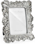 4x6 Silver Picture Frame, Vintage Silver Palm Leaves Textured Hand-Crafted Resin Frames with Glass Front, Elegant Retro Rustic Design Photo Frame for Wall and Tabletop Display Home Decor