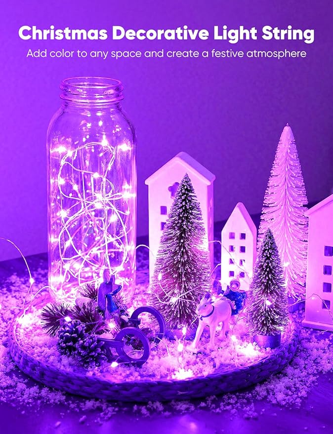 Minetom 12 Pack Fairy Lights Battery Operated String Lights, 8 Modes & Timer, 7ft 20LED 6 Colors Waterproof Silver Wire Twinkle Lights, Firefly Starry Moon Lights for Mason Jars DIY Christmas Wedding