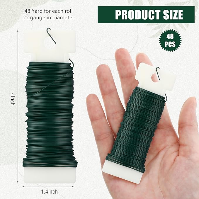Ferraycle 36 Pack Green Floral Wire 38 Yards 22 Gauge Flexible Paddle Florist Christmas Green Wire for Crafts Christmas Wreaths Tree Garland and Floral Flower Arrangements