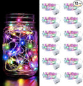 Aogist 12 Pack Fairy Lights 3 Modes 7ft 20 LED Waterproof,Battery Operated Silver Wire Firefly Starry Moon Mini String Lights for Mason Jars Christmas DIY Crafts Wedding Party Bedroom,Multicolor