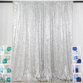 ShinyBeauty Sequin Curtains Silver 4FTx8FT Sequin Photo Backdrop Silver Sequin Backdrop Curtain Glitter Photography Backdrop Bridal Shower Backdrop for Wedding Party Decor