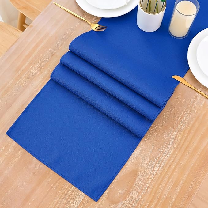 2 Pack Blue Table Runner 12 x 90 Inch Solid Color Farmhouse Runners Coffee Table Dresser for Daily Party Home Decoration