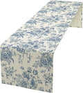 Floral Table Runner, Retro Blue Flower Chinoiserie Sketch Pattern Print Table Runner for Kitchen Dinning Table Runner Decor Home Wedding Party Holiday, 13x36 Inch