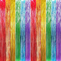 GOER 3.2 ft x 8.2 ft Metallic Tinsel Foil Fringe Curtains Party Photo Backdrop Party Streamers for Birthday,Graduation,New Year Eve Decorations Wedding Decor (4 Packs,Rainbow Colors)