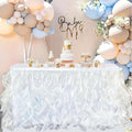 Luxury Organza Mesh Table Skirt Draping Floating Romance - Perfect for Bridal Showers, Birthday Weddings - Clear Flowing Decoration for a Wonderful Main Cake Table (White-6ft, 72" L×30" H)