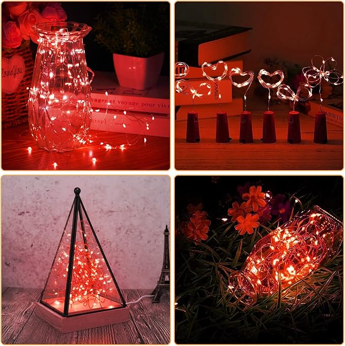 12 Pack Fairy Lights Battery Operated String Lights，7FT 20LED Waterproof Silver Wire Christmas Lights Outdoor,Firefly Mini Lights for Bedroom Party Birthday Wedding Home Decor