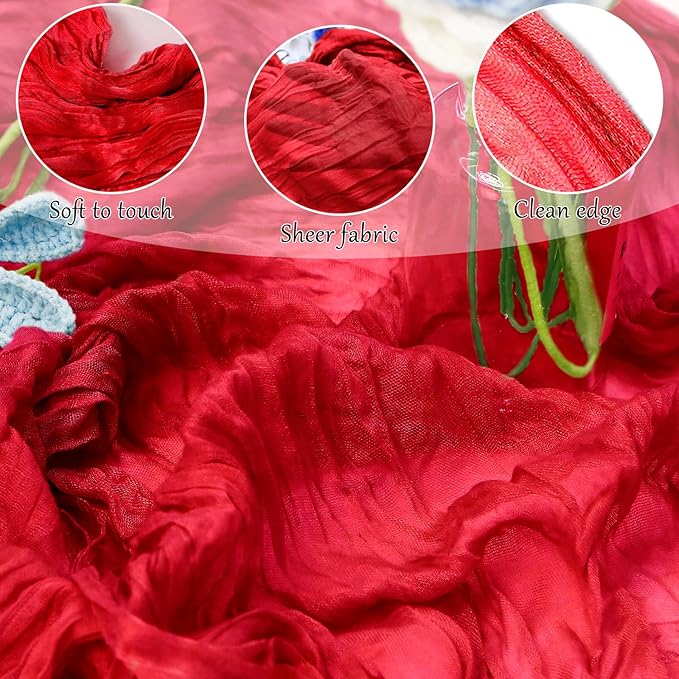 1-Pack Red Cheesecloth Table Runners – 10FT (35x120 Inch) Boho Rustic Gauze Fabric Cheese Cloth Table Runner for Weddings, Baby Showers, Bridal Shower, Farmhouse & Birthday Party Decor