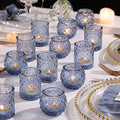 36pcs Assorted Blue Votive Candle Holders, Blue Candle Holders for Wedding Table Decor, Tea Lights Candle Holder for Table Centerpiece, Bridal Shower, Baby Shower Decorations