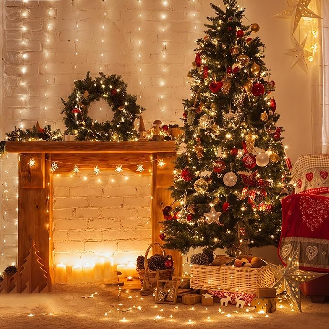 Lakumu 20 Pack Fairy Lights Battery Operated -7FT 20LED String Lights Waterproof Silver Wire Firefly Starry Moon Lights for DIY Christmas Decorations Party Wedding Centerpiece Table Decor, Warm White