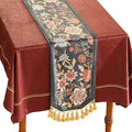 patdrea Designer Vintage Black Floral Velvet Table Runner 102 Inch Long, Pink Khaki Bouquets Pattern Table Mat, Decoration for Kitchen Dining Coffee Table Cabinet Banquet Thanksgiving,12"*102"