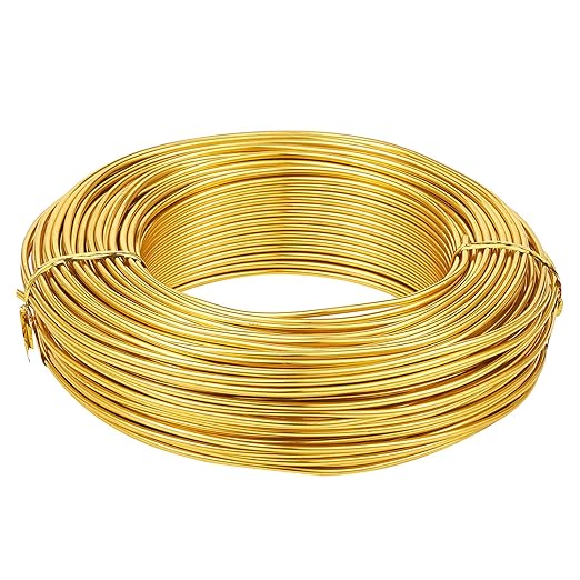 Fashewelry 180 Feet 2mm Gold Aluminum Wire Bendable Metal Craft Wire for Beading Sculpting Jewelry Making