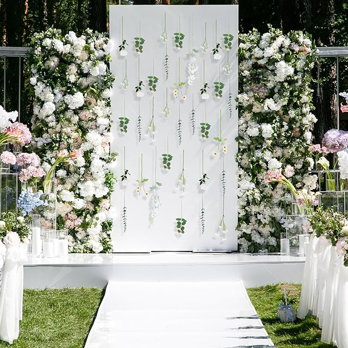 Hoteam 26 Pcs DIY Flower Garland Artificial Hanging Wildflower Backdrop Set Fake Rose Eucalyptus Daisy Poppy Wild Flower Decor for Wedding Party Birthday Home Garden (White)