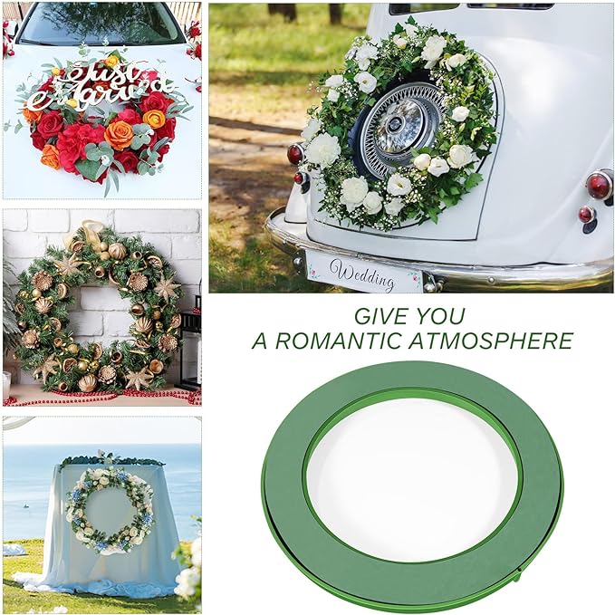 DOITOOL Flower Foam Ring with Suction Cup Car Flower Mud Green Wet Foam Blocks Round Floral Foam Blocks Artificial Floral Arrangements Mud for Florist Wedding Car Holiday Decoration 250g