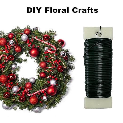 Green Floral Wire 3 Pack 114 Yards 22 Gauge Flexible Paddle Craft Wire for Wreath Making, Christmas Tree, Floral Arrangements and DIY Crafts