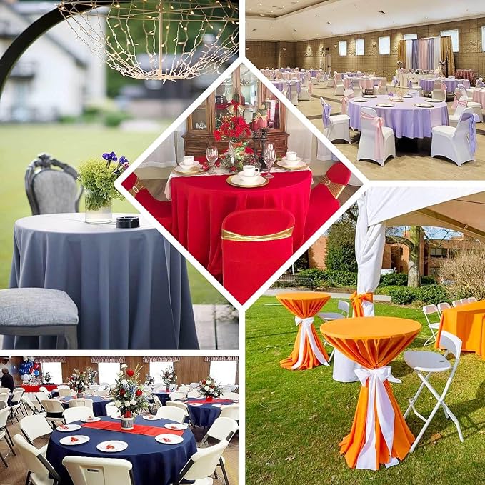 Efavormart Round Tablecloth, 90 Inch Stain & Wrinkle Resistant Washable Table Cloth, Decorative Polyester Fabric Table Cover for Banquet, Wedding, Dining- Purple