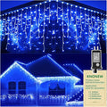 KNONEW 164FT 1600 LED Christmas Lights Outdoor Decoration Blue Timer 8Modes Hanging Fairy String Lights with 320 Drops, Plug in Waterproof Indoor Decor for Holiday Wedding Party Window Garden