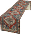 Boho Floral Vintage Table Runner, Red Blue Retro Flower Rustic Country Farmhouse Pattern for Home Kitchen Table Decor Dining Coffee Room Party Decor 13x108in